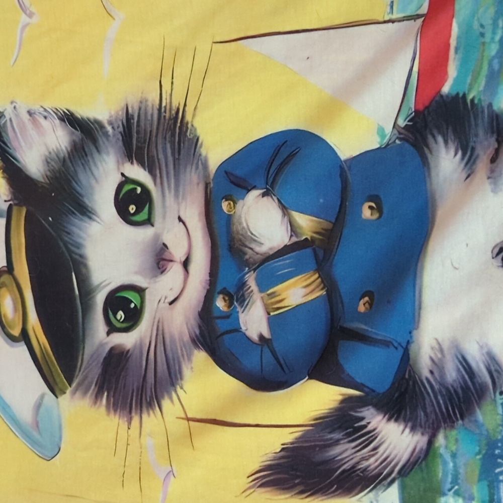 Cool Retro Captain Kitty T-shirt XL XXL Cat Tee New - Picture 2 of 3